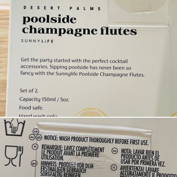 Sunnylife Desert Palms Poolside Champagne Flutes 2-Pack - Picture 5 of 7